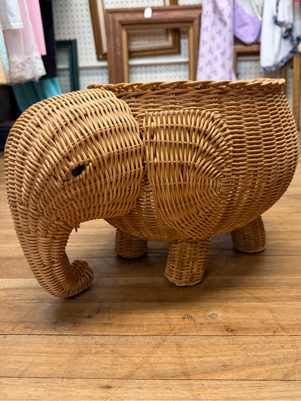 Woven Wicker Elephant Rattan Basket - Natural Home Accent